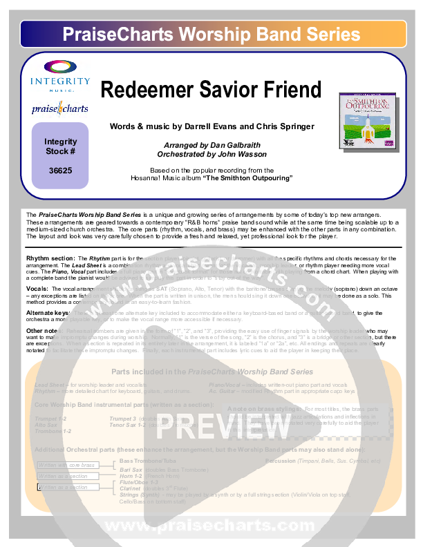 Redeemer Savior Friend Orchestration (Darrell Evans)