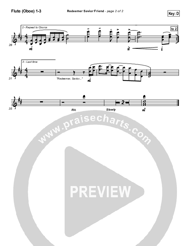 Redeemer Savior Friend Flute/Oboe 1/2/3 (Darrell Evans)