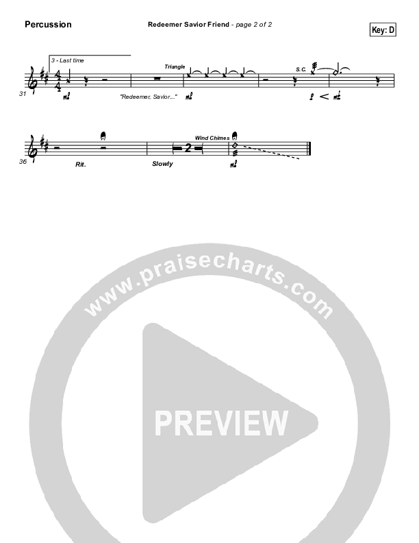 Redeemer Savior Friend Percussion (Darrell Evans)