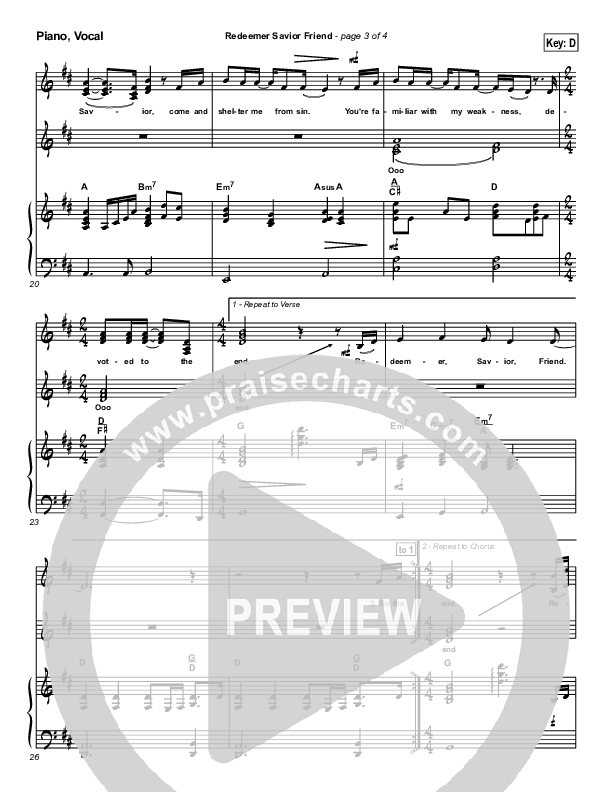 Redeemer Savior Friend Piano/Vocal & Lead (Darrell Evans)
