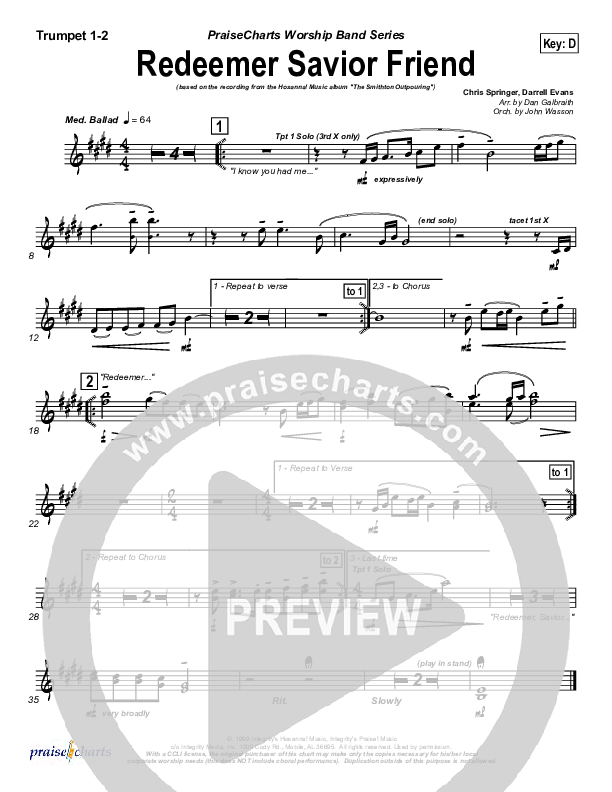 Redeemer Savior Friend Brass Pack (Darrell Evans)