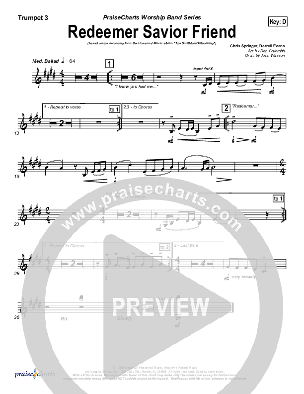 Redeemer Savior Friend Brass Pack (Darrell Evans)