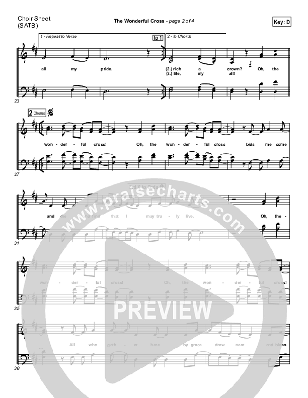 The Wonderful Cross Choir Sheet (SATB) (Chris Tomlin)