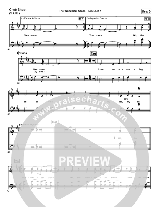 The Wonderful Cross Choir Sheet (SATB) (Chris Tomlin)