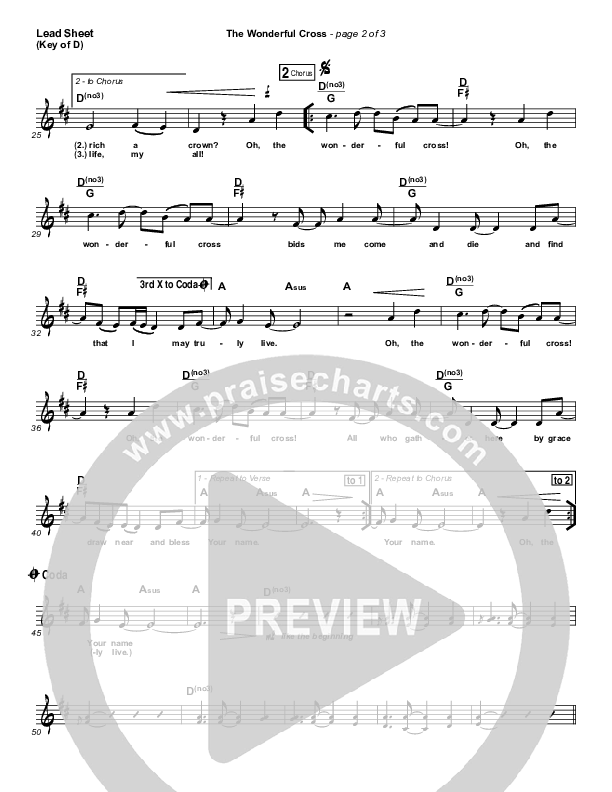 The Wonderful Cross Lead Sheet (Melody) (Chris Tomlin)