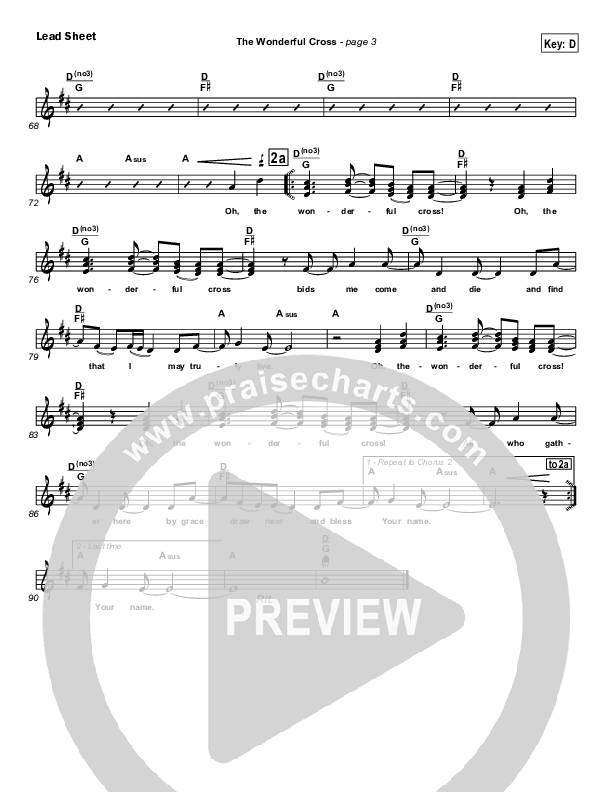 The Wonderful Cross Lead Sheet (SAT) (Chris Tomlin)