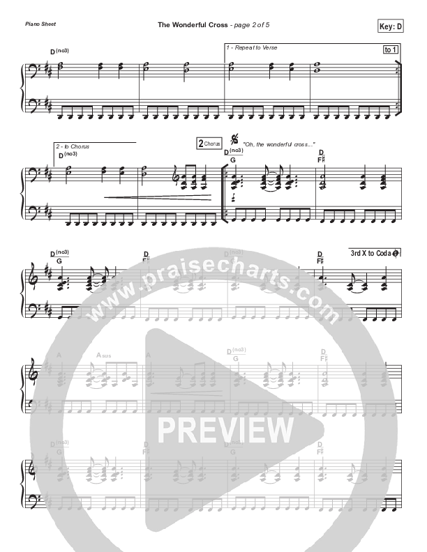 The Wonderful Cross Piano Sheet (Chris Tomlin)