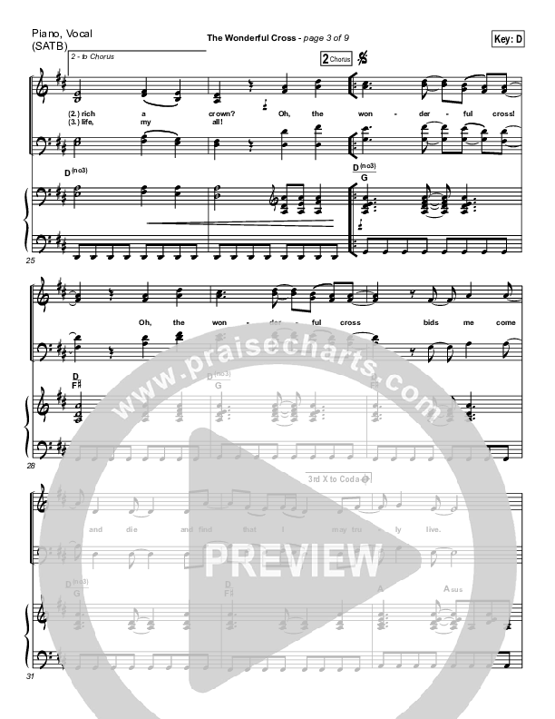 The Wonderful Cross Piano/Vocal (SATB) (Chris Tomlin)