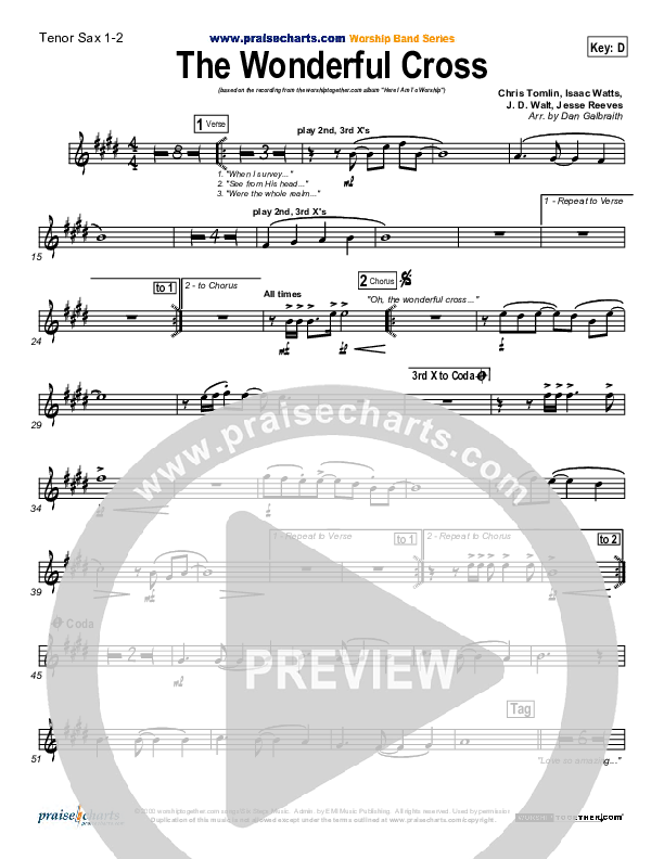 The Wonderful Cross Tenor Sax 1/2 (Chris Tomlin)