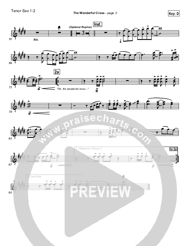 The Wonderful Cross Tenor Sax 1/2 (Chris Tomlin)