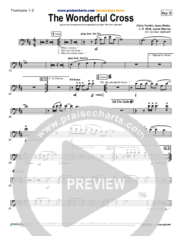 The Wonderful Cross Trombone 1/2 (Chris Tomlin)