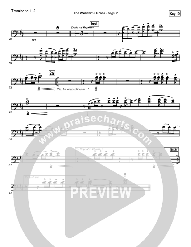 The Wonderful Cross Trombone 1/2 (Chris Tomlin)