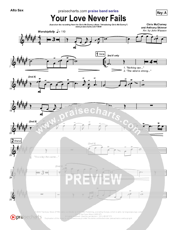Your Love Never Fails Alto Sax (Chris McClarney)