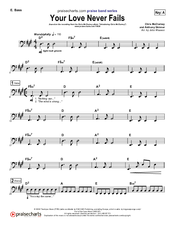 Your Love Never Fails Bass Guitar (Chris McClarney)