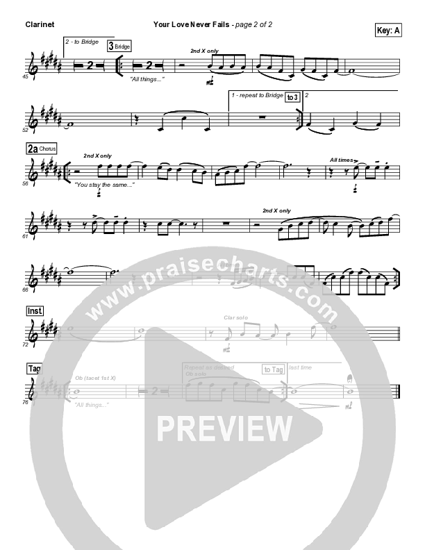 Your Love Never Fails Clarinet (Chris McClarney)