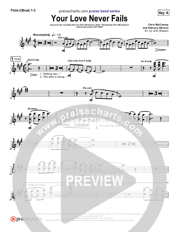 Your Love Never Fails Flute/Oboe 1/2/3 (Chris McClarney)