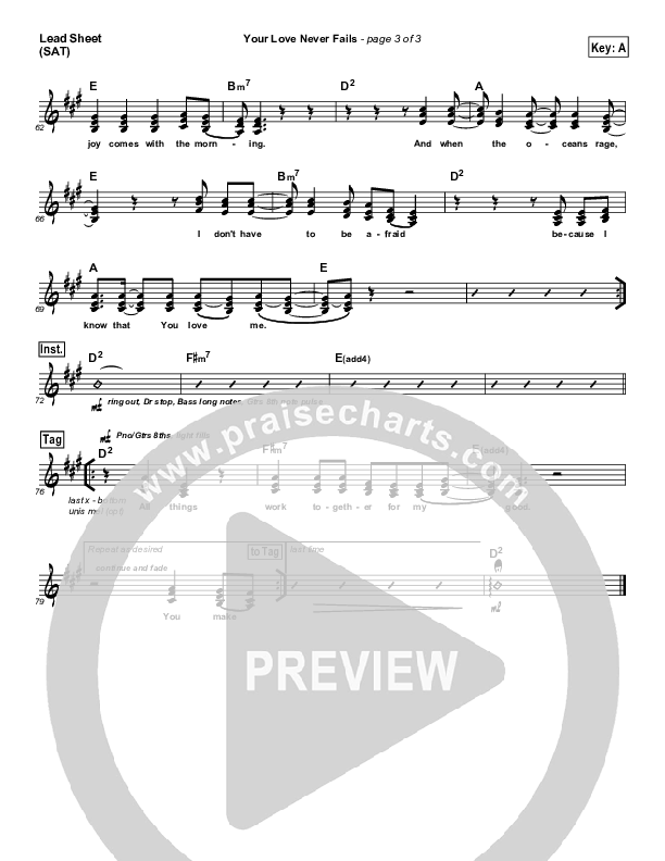 Your Love Never Fails Lead Sheet (SAT) (Chris McClarney)
