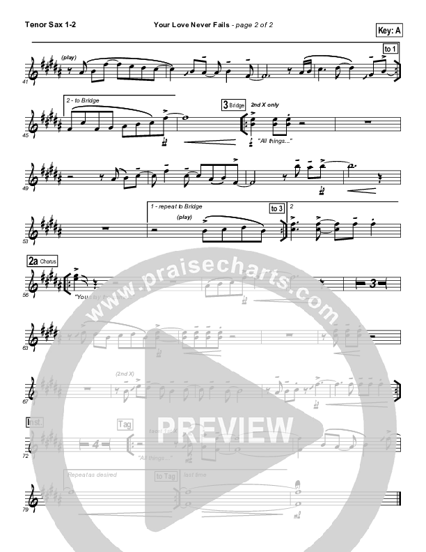 Your Love Never Fails Tenor Sax 1/2 (Chris McClarney)