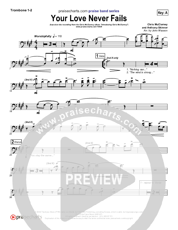 Your Love Never Fails Trombone 1/2 (Chris McClarney)