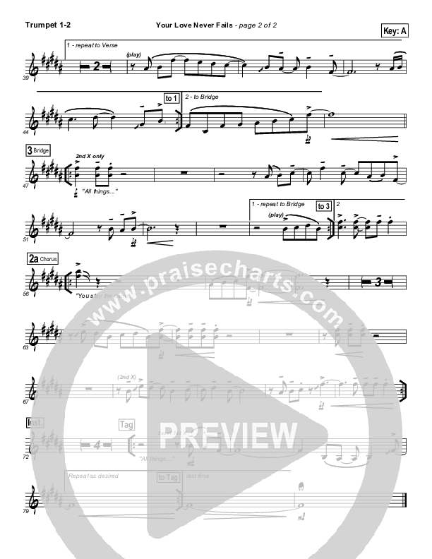 Your Love Never Fails Trumpet 1,2 (Chris McClarney)