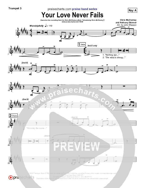 Your Love Never Fails Trumpet 3 (Chris McClarney)