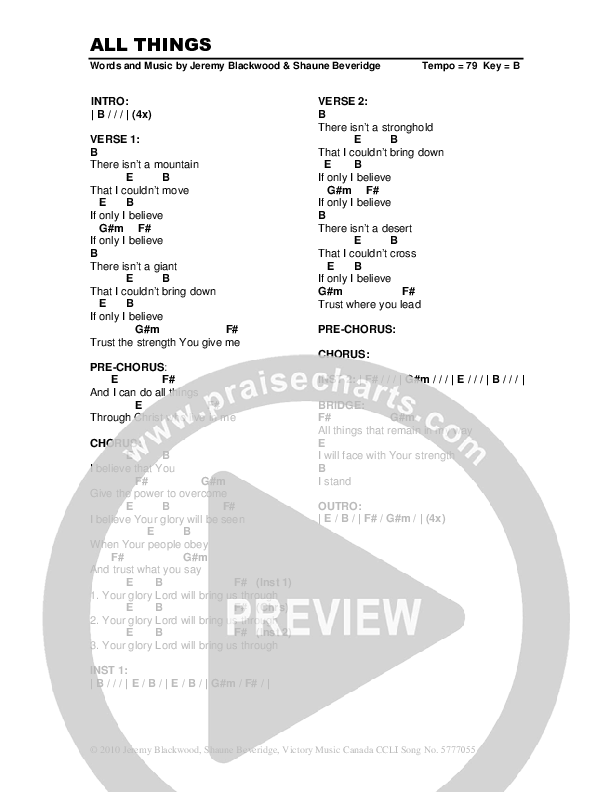 All Things Chords & Lyrics (As One Band / Relate Church)