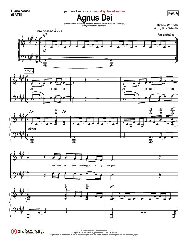 Agnus Dei Piano/Vocal (Passion)