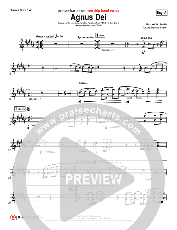 Agnus Dei Tenor Sax 1/2 (Passion)