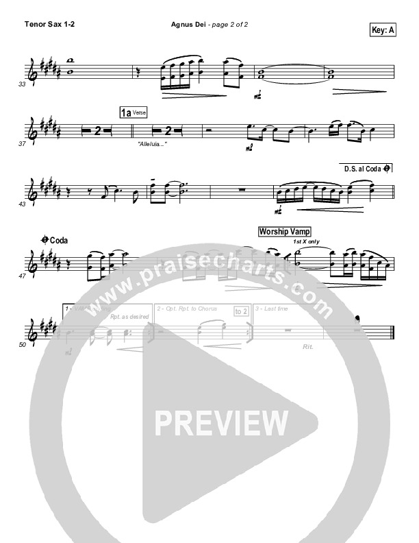 Agnus Dei Tenor Sax 1/2 (Passion)