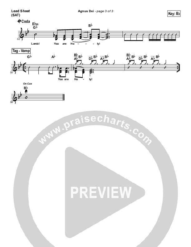 Agnus Dei Lead Sheet (SAT) (Third Day)