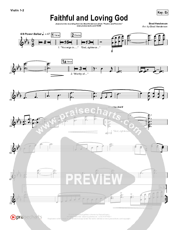 Faithful And Loving God Violin 1/2 (Brad Henderson)