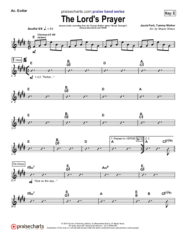The Lord's Prayer Acoustic Guitar (Tommy Walker)