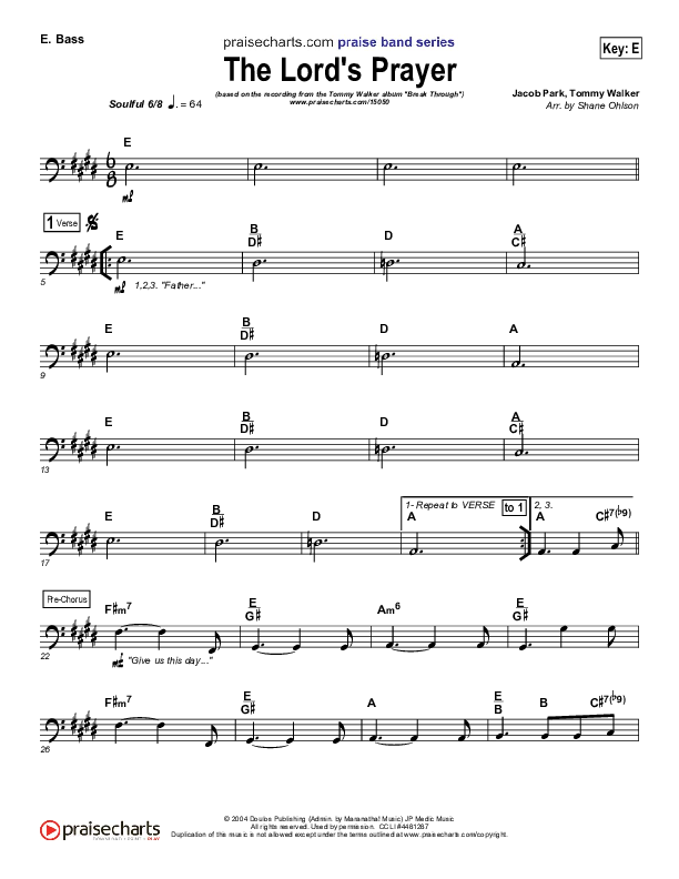 The Lord's Prayer Bass Guitar (Tommy Walker)