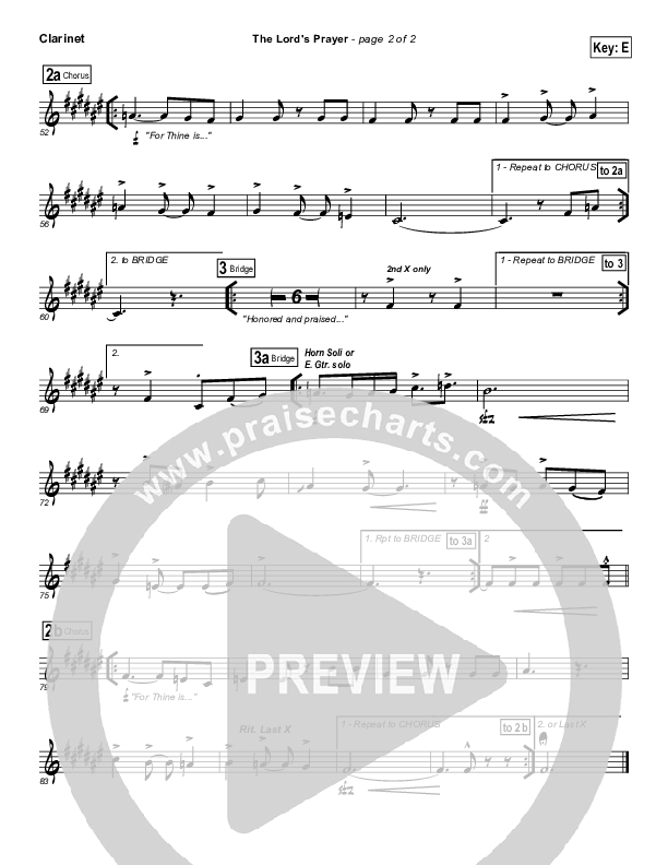 The Lord's Prayer Clarinet (Tommy Walker)