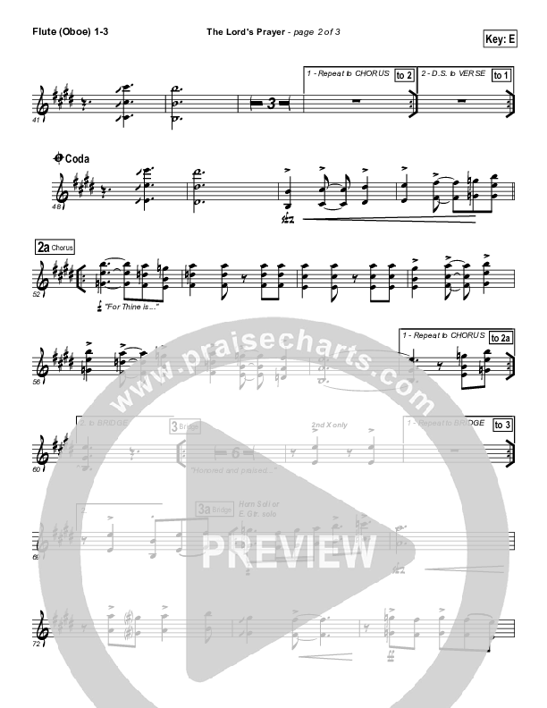 The Lord's Prayer Flute/Oboe 1/2/3 (Tommy Walker)