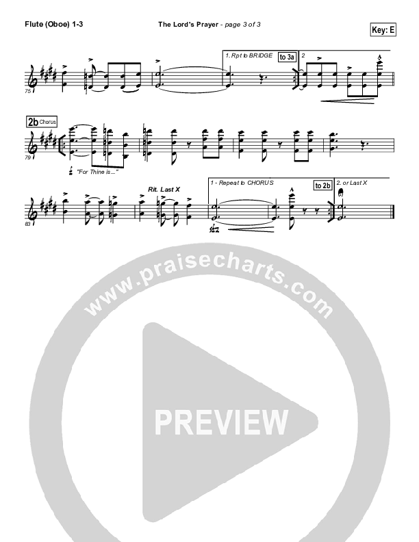 The Lord's Prayer Flute/Oboe 1/2/3 (Tommy Walker)