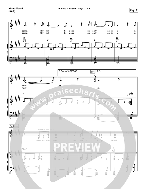 The Lord's Prayer Piano/Vocal (Tommy Walker)