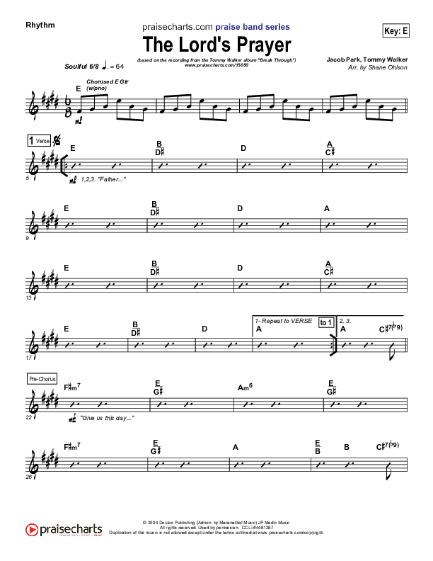 The Lord's Prayer Rhythm Chart (Tommy Walker)