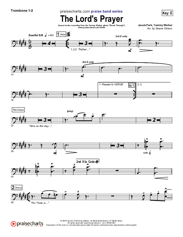 The Lord's Prayer Trombone 1/2 (Tommy Walker)