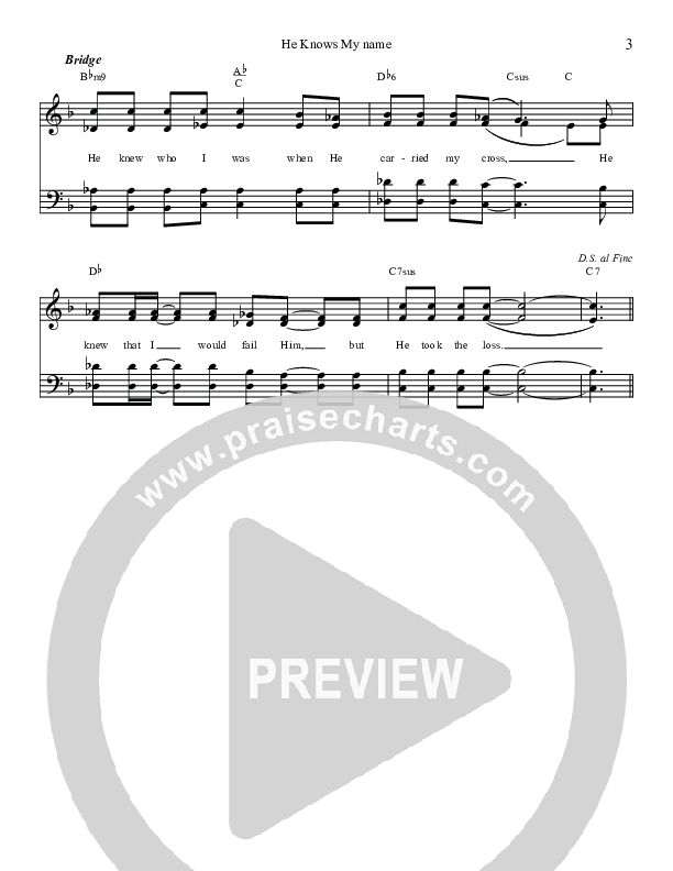 He Knows My Name Lead Sheet (McRaes)