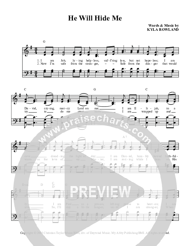 He Will Hide Me Lead Sheet (The Perrys)