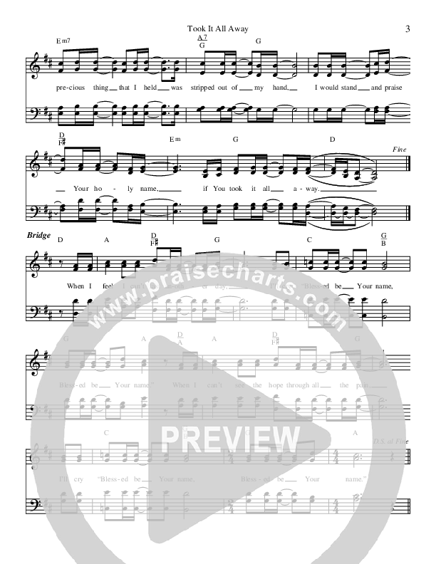 Took It All Away Lead Sheet (Crossway)