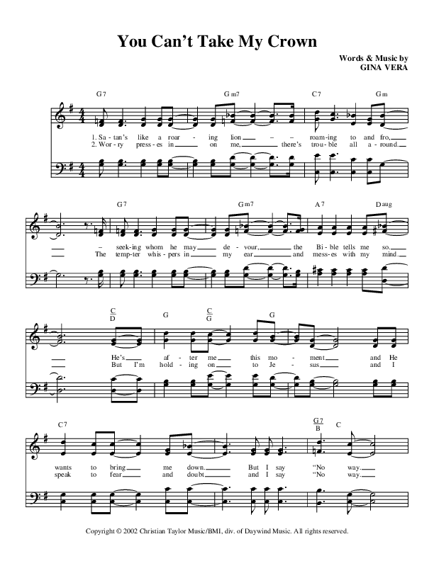 You Can't Take My Crown Lead Sheet (Ivan Parker)