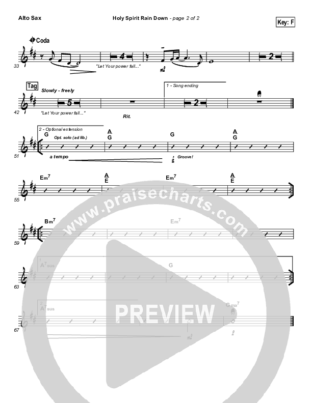 Holy Spirit Rain Down Alto Sax (Hillsong Worship)