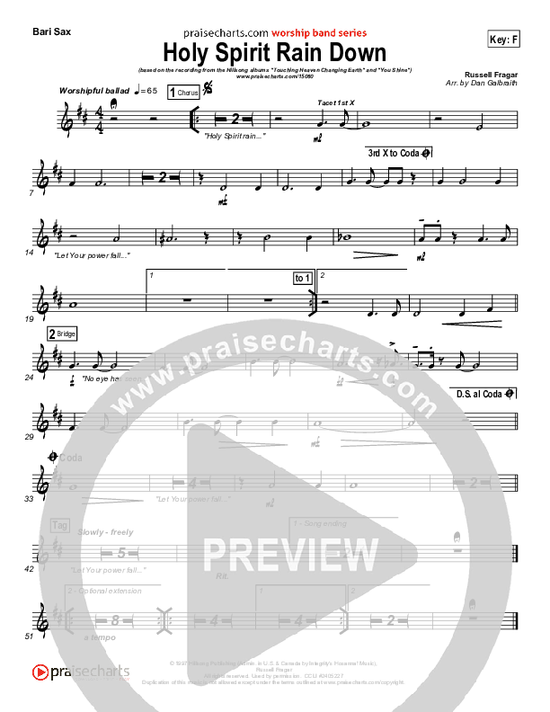 Holy Spirit Rain Down Bari Sax (Hillsong Worship)