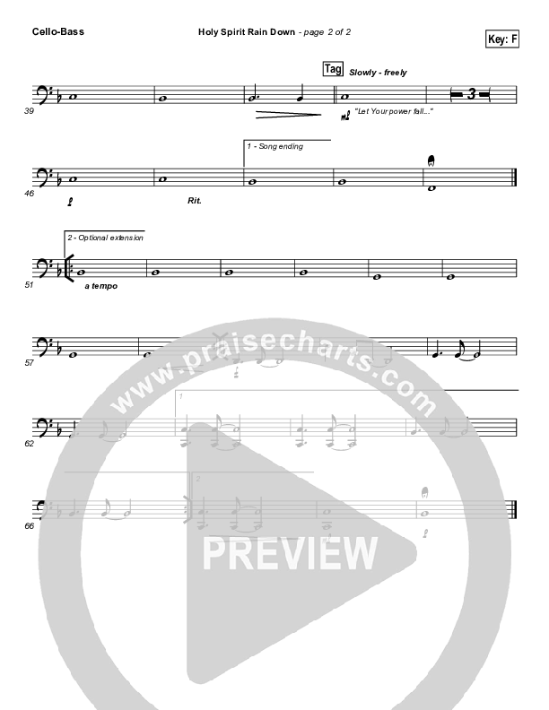 Holy Spirit Rain Down Cello/Bass (Hillsong Worship)