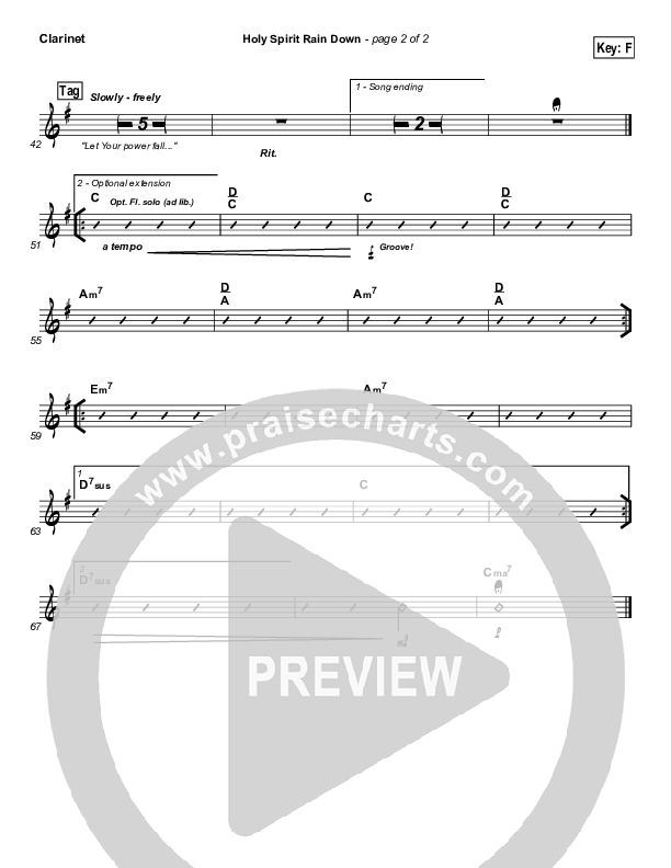 Holy Spirit Rain Down Clarinet (Hillsong Worship)