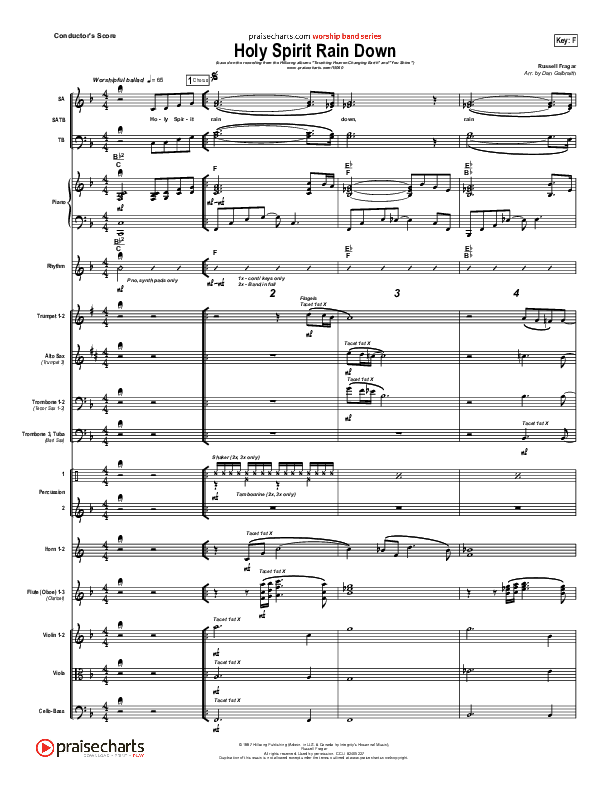 Holy Spirit Rain Down Conductor's Score (Hillsong Worship)