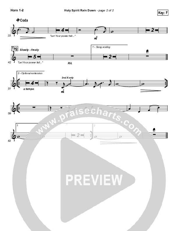 Holy Spirit Rain Down French Horn 1/2 (Hillsong Worship)