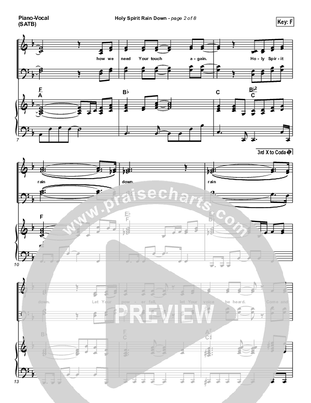 Holy Spirit Rain Down Piano/Vocal (Hillsong Worship)